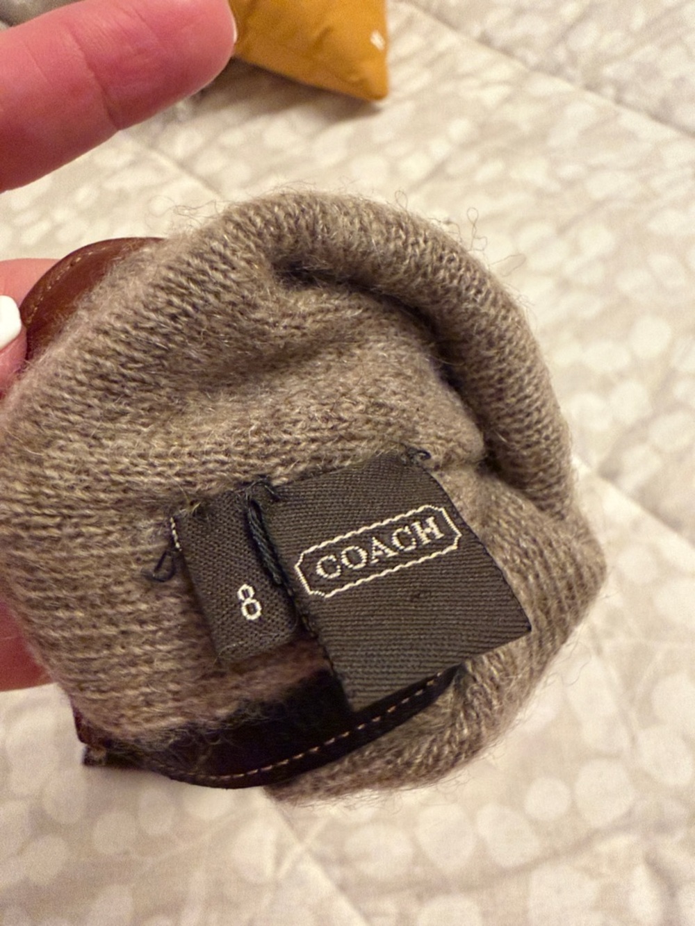 Coach Chocolate Brown Leather Gloves with Gold-Tone Button Accents - Picture 5 of 7